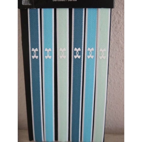 Under Armour Girls 6 Pack Blue Aqua Light Green Multiple Colors Headbands - Picture 4 of 8